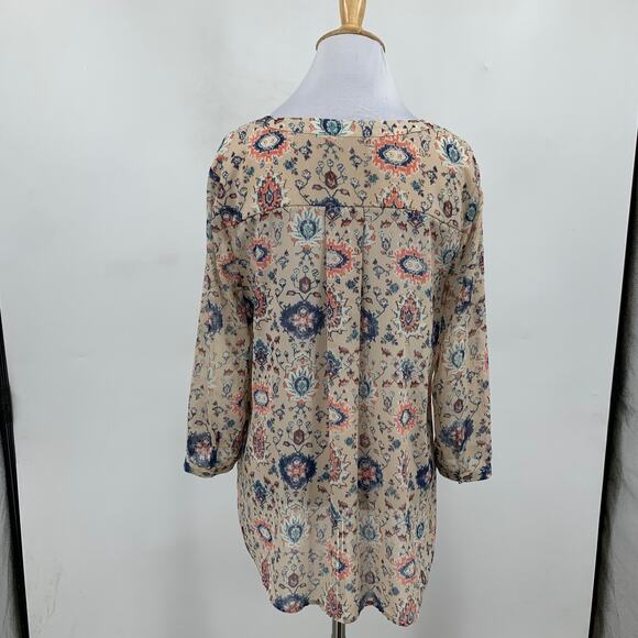 Maeve Blouse Womens 4 Floral Boho V Neck Cottage Crochet Bib Top Anthropologie - Picture 6 of 12